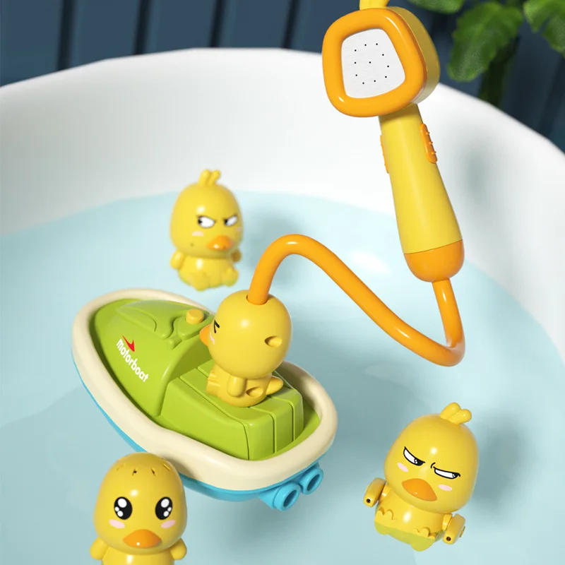 Baby Shower Bathroom Water Playing Little Yellow Duck Flower Shower Divine Device Water Spray Water Playing Toy 3