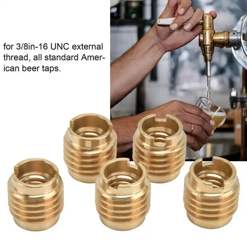 Beer Keg Tap Faucet Handle Beer Tap Handles Manual Install Nuts 3/8in‑16 UNC External Thread Brewing tool 5 Pcs