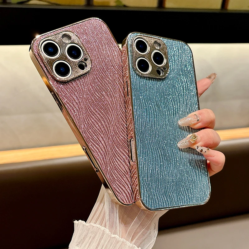 Luxury Glitter Plating Soft Bumper Bling Case with Hard Back Cover