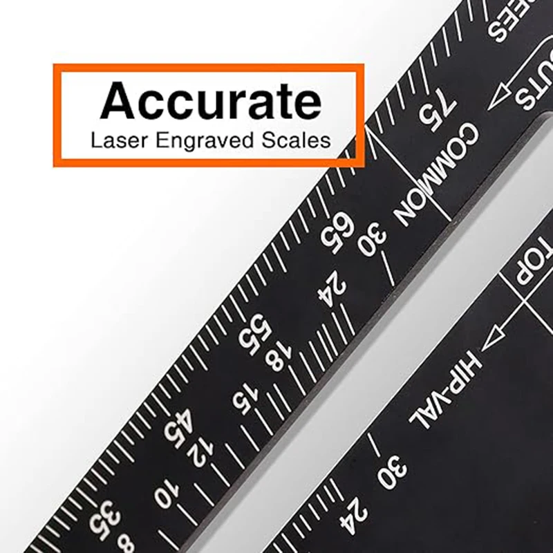 Carpenter Measuring Tool 12/7 inch Rafter Square Alloy Metal Triangle Ruler Protractor for Woodworking and Carpentry