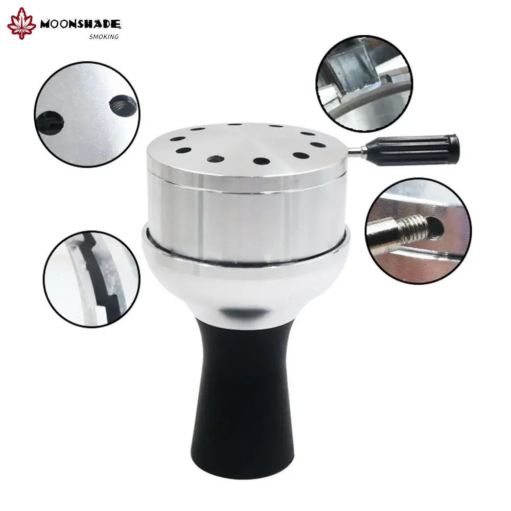 MOONSHADE Arab Shisha Hookah Metal Bowl Set with Cover Heat Management System Charcoal Holder Chicha Bowls Smoking Accessories