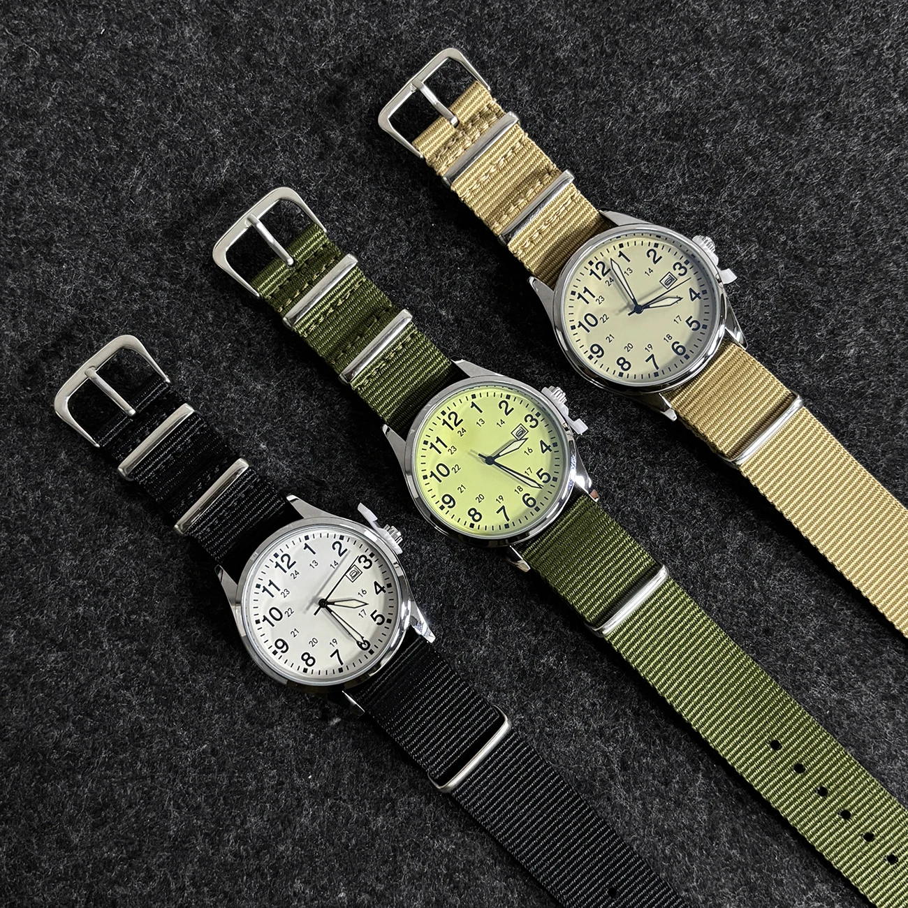 Vintage Style Quartz Watch with Nylon Strap - Waterproof Stainless Steel Wristwatch, Unisex Design
