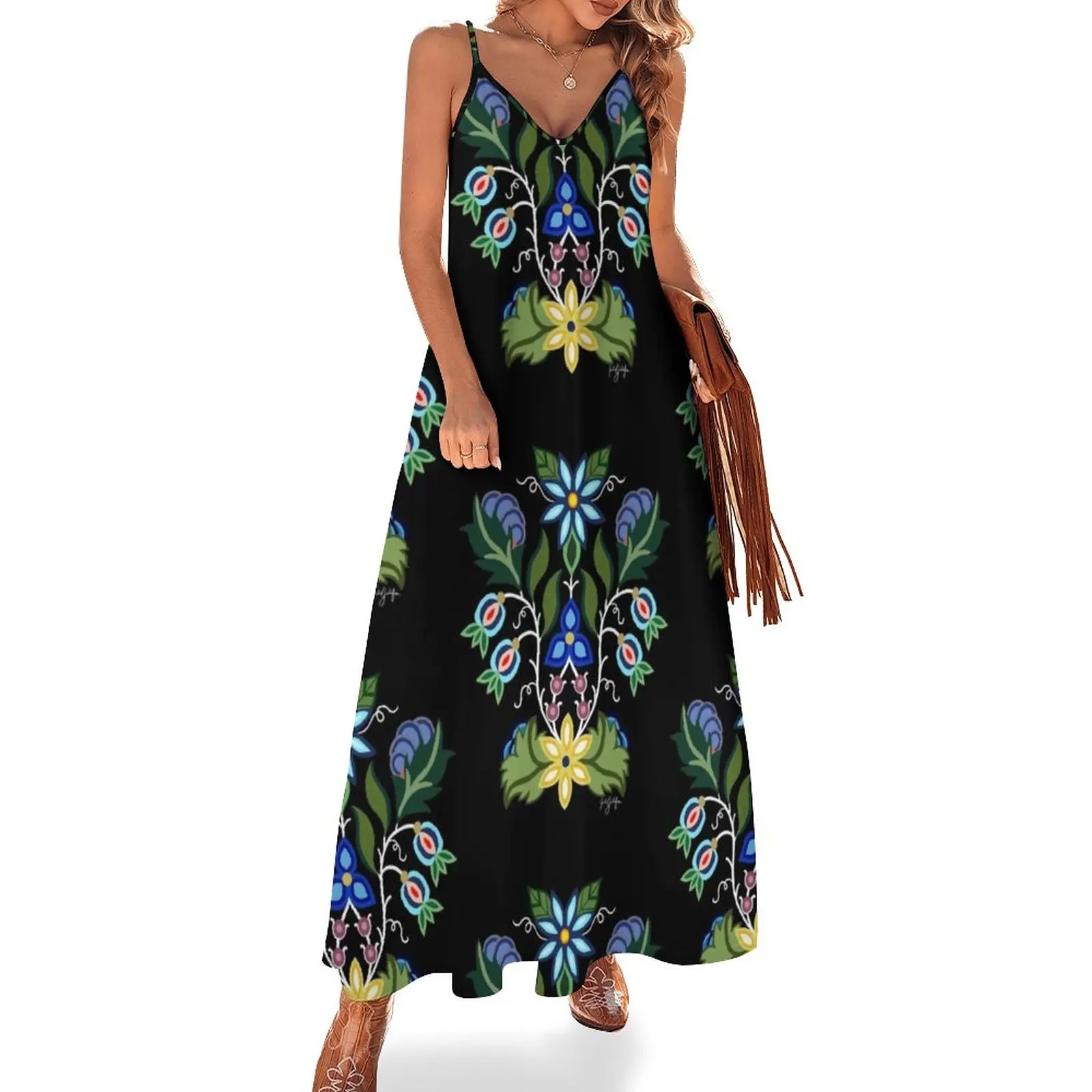 

Ojibwe Floral Sleeveless Dress Dresses gala evening dress women