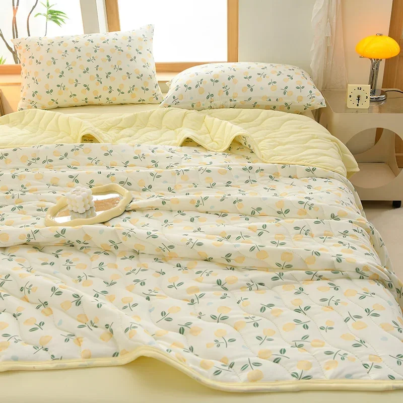 New Florals Spring Summer Blanket for Single Double Soft Skin-friendly Quilt Breathable Comfortable Air Conditioning Comforter 4
