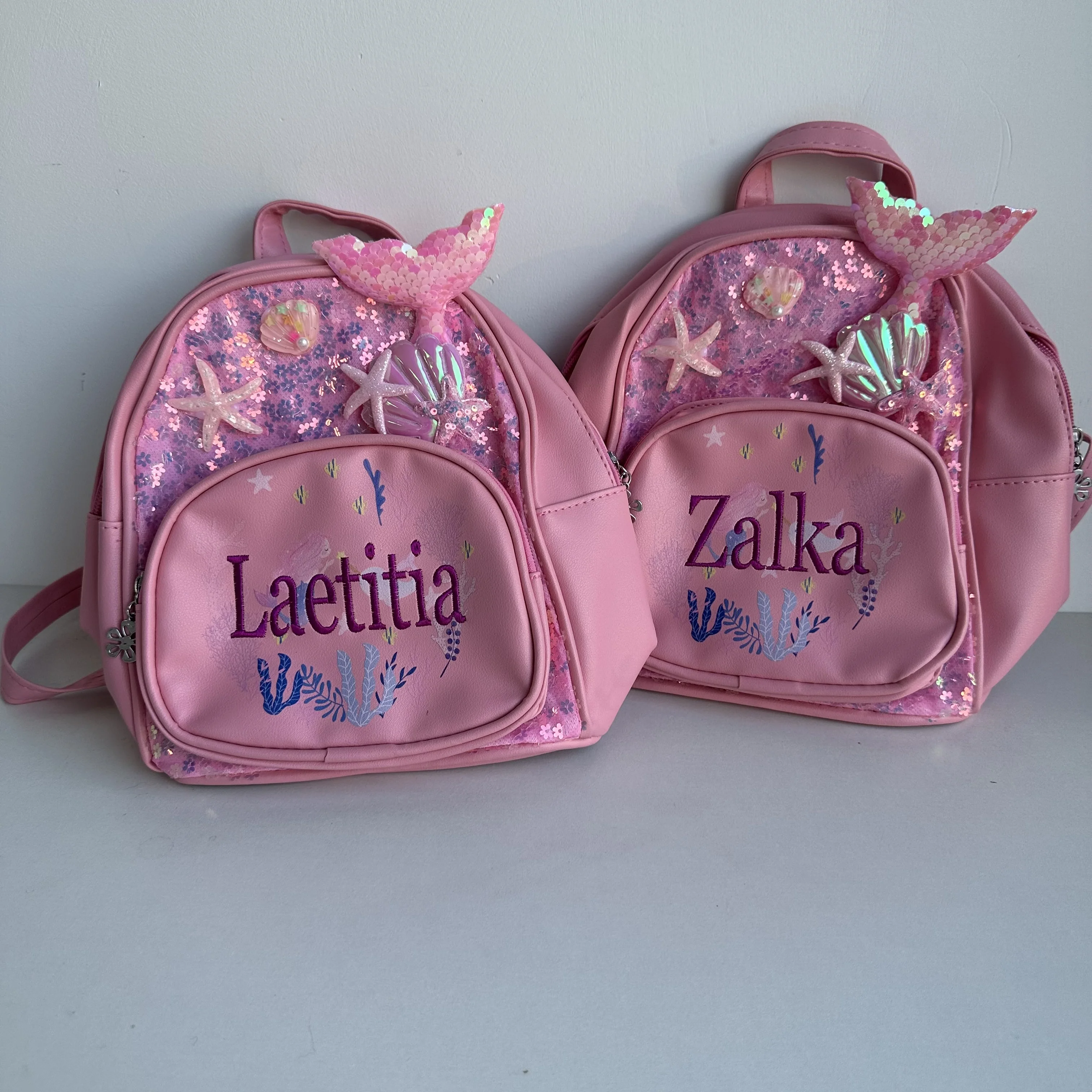 

Cute Little Princess Backpack Personalized Girls' Sequin Small Backpack Custom Name Children's Kindergarten Mermaid Schoolbag