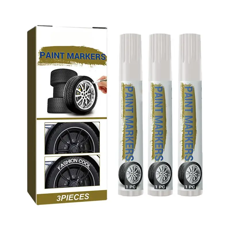 

Car Paint Marker Set Waterproof 3pcs Tire Paint Marker Anti Fading Oil Based Paint Marker for Art Supplies on Wood Paper Stone