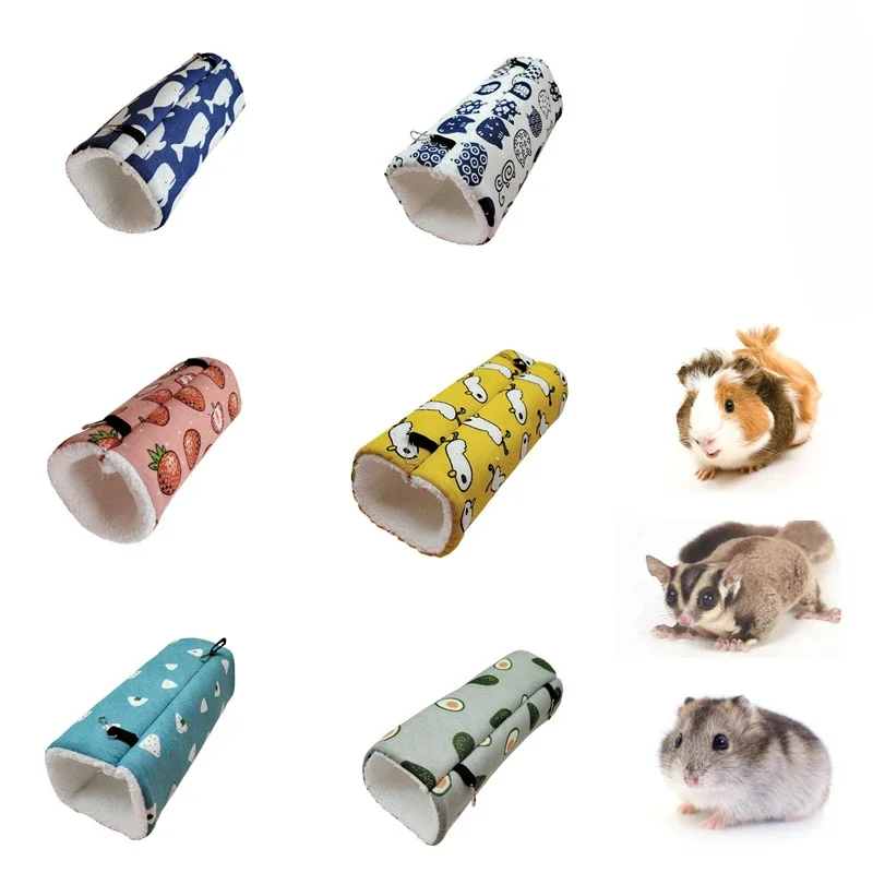 

Warm Hamster Tunnel Small Pet Cage Accessories Holland Pig Guinea Pig Super Soft Plush Passage Tube Bird Nest Squirrel Hammock