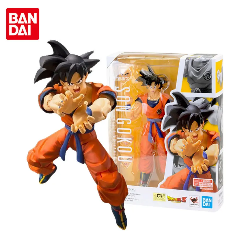 

14CM Bandai Original S.H.Figuarts Dragon Ball Z Son Goku A SAIYAN RAISED ONE EARTH Joints Movable Anime Action Figures Doll Toys