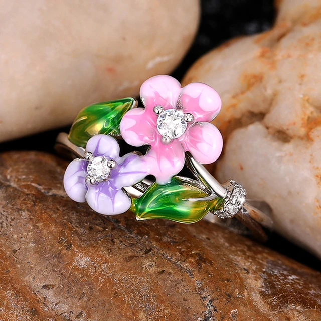 Copper Flower Ring | Copper Jewelry | Zircon Rings | Cute Rings - New Cute Flower  Ring - Aliexpress