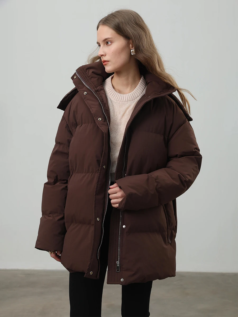 Bornladies Women's Winter New Drawstring Slim Fit Cotton Jacket  Hooded Zipper Cotton Robe Comfortable Warm Bread Jacket