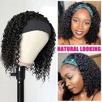 Headband Wig Human Hair For Black Women Curly Wigs Human Hair Machine Made Short Curly Bob Wig Brazilian Human Hair 10-14 Inch 2