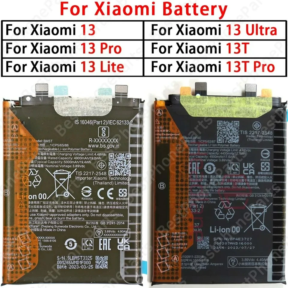 Phone Battery For Xiaomi 13 13Pro 13Lite 13Ultra 13T 13TPro BP4G