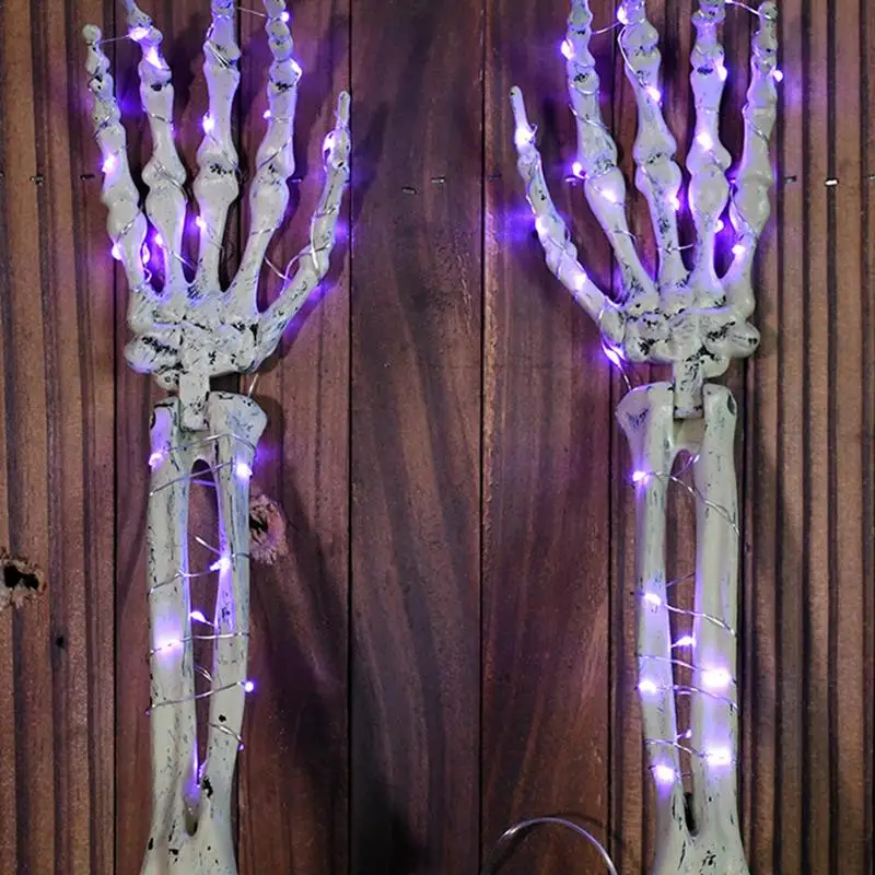 Halloween Solar Skull Hand Skeleton Arms Pathway Lights Solar Stakes Sound Effect Garden Stake Lights Halloween Lighted Skeleton