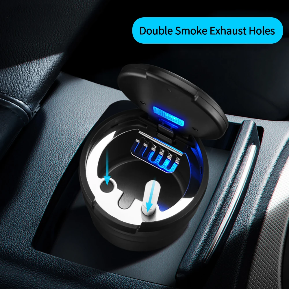 Car Ashtray Portable Ashtray New Car Ashtray Garbage Coin Storage Cup Container Cigar Ash Tray Car Styling With LED Light Auto Supplies Accessory