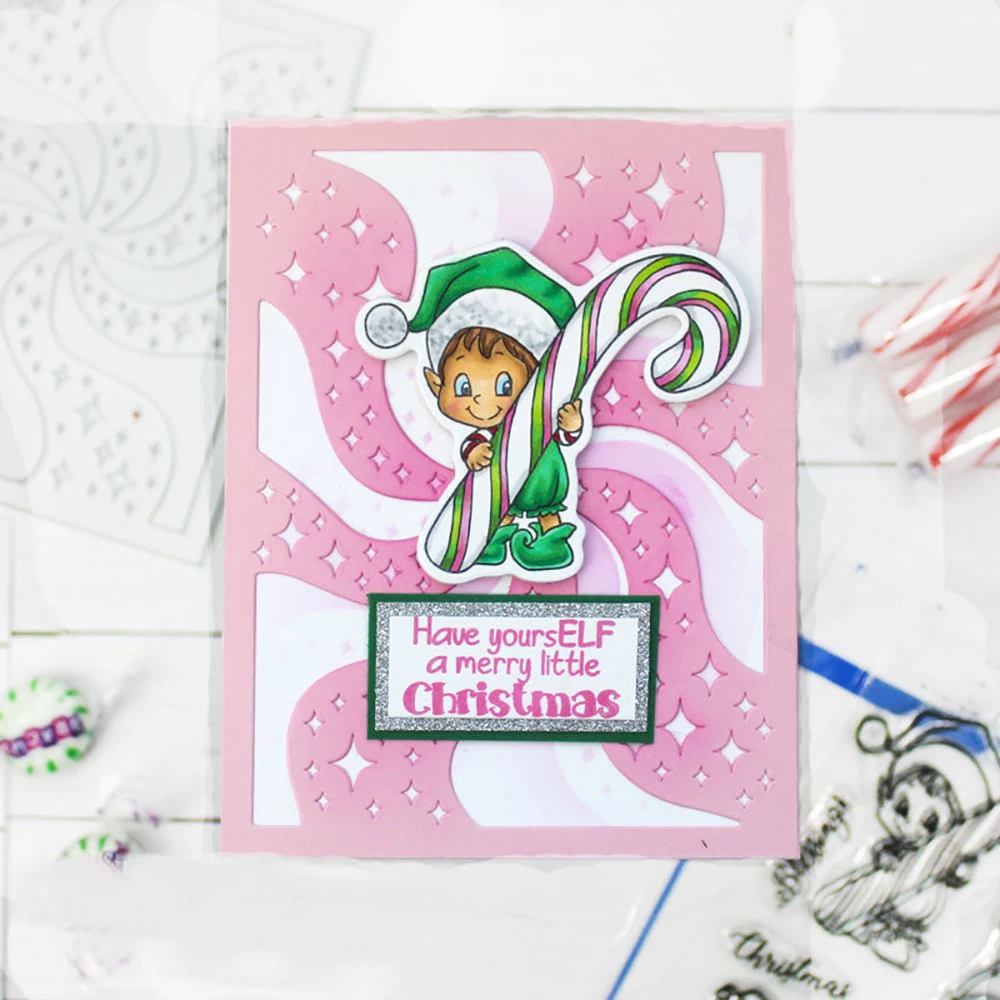 Elf Bär mit Zuckerstange Form Messer Klare Stempel CLAW-MAS Wortspiel Wörter für DIY Scrapbooking Dekor Grußkartenherstellung Vorlage – Detail 4