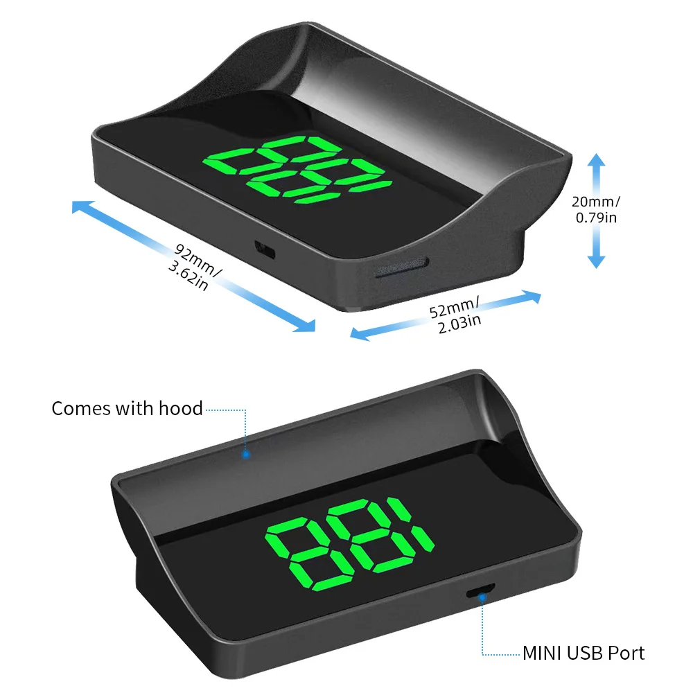 Cenei Affichage De Pare-Brise Pour Voiture, Compteur De Vitesse Numérique Pour Voiture, Compteur De Vitesse De Voiture GPS HUD MPH Avec Fonction De Direction De Déplacement