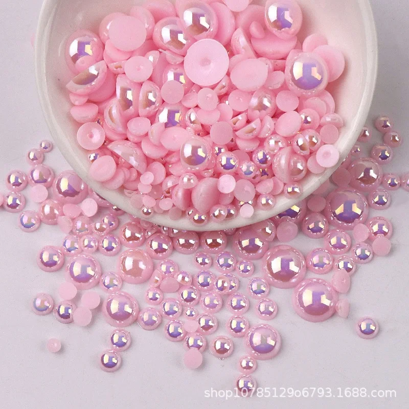120pcs ABS Semi-circular Imitation Pearl Beads for Jewelry Making DIY