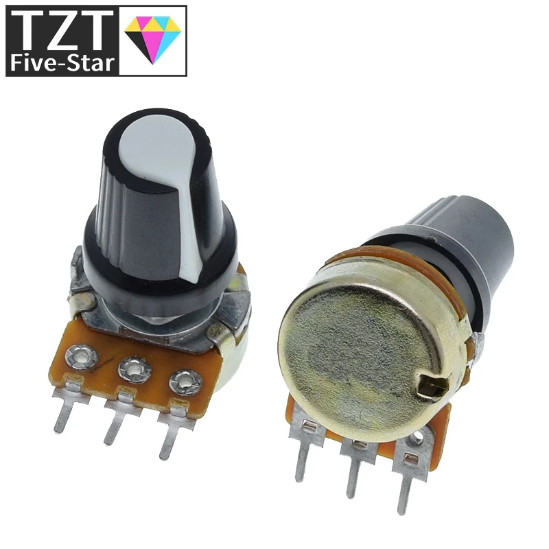 5 Sets WH148 1K 10K 20K 50K 100K 500K Ohm 15mm 3 Pin Linear Taper Rotary Potentiometer Resistor For Arduino With AG2 White Cap linear potentiometer rotary potentiometer adjustable resistor potentiometer kit