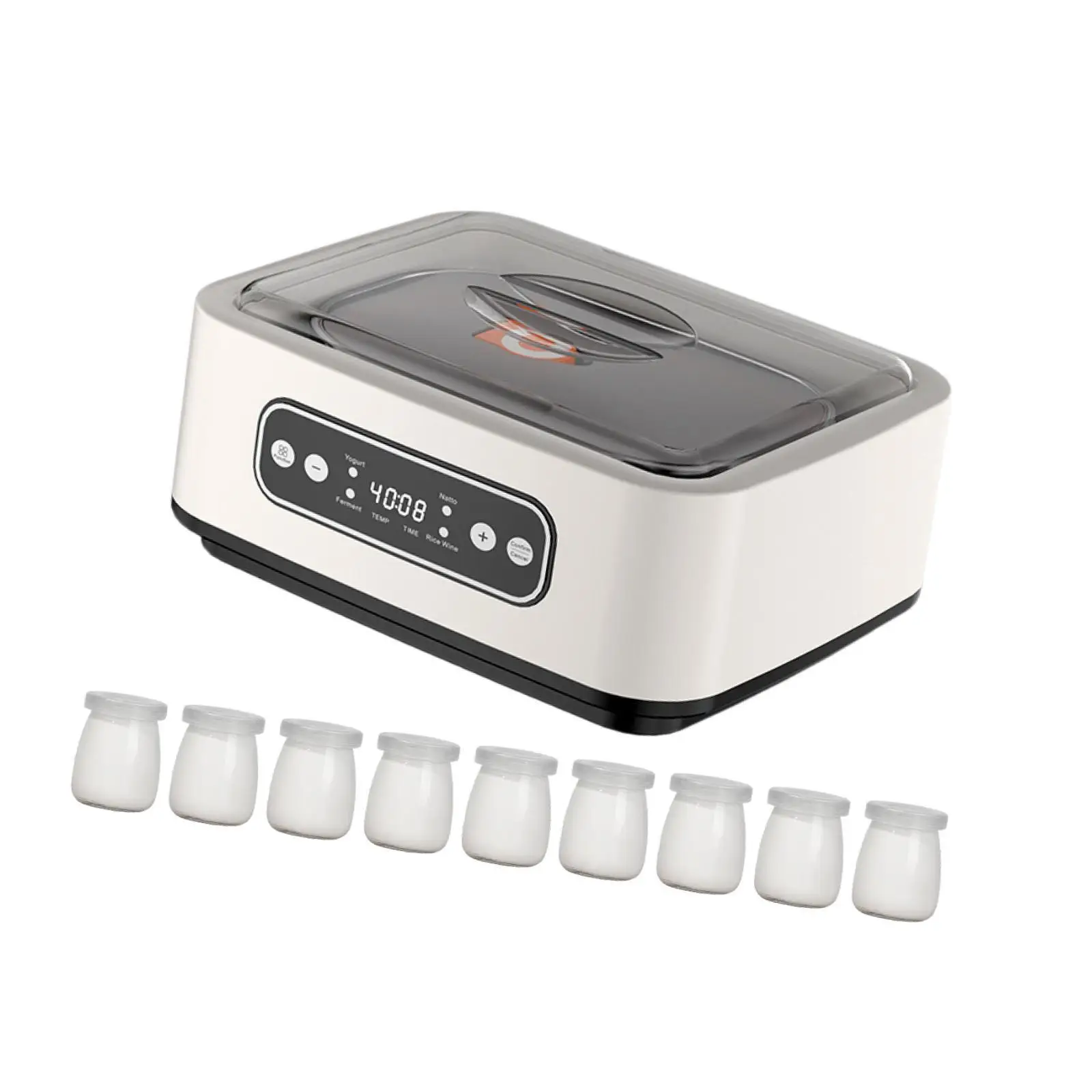 Digital Yogurt Maker Fermentation Machine Low Noise Homemade with 9 Glass Jars Stainless Steel Inner Pot Electric Yogurt Machine