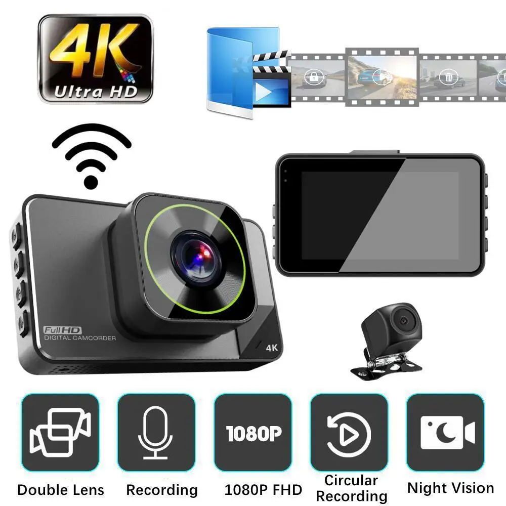 

M79 2K/4K Dash Cam for Car Camera WiFi Car Dash Camera 3" Dual Lens Driving Recorder Dashcam Video Recording Black Box Car DVR