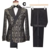 Cenne Des Graoom 2024 New Double-breasted Tuxedo Suits for Men Floral Paisley Jacquard Blazers Pants Wedding Party Wear Prom ﻿ 4