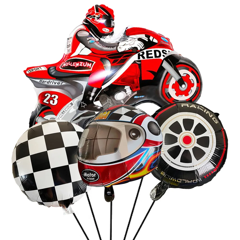 

4Pcs Race Car Motorcycle Balloons Hot Wheel Tire Balloon Birthday Party Baby Shower Decorations Boys Dirt Bike Racing Theme