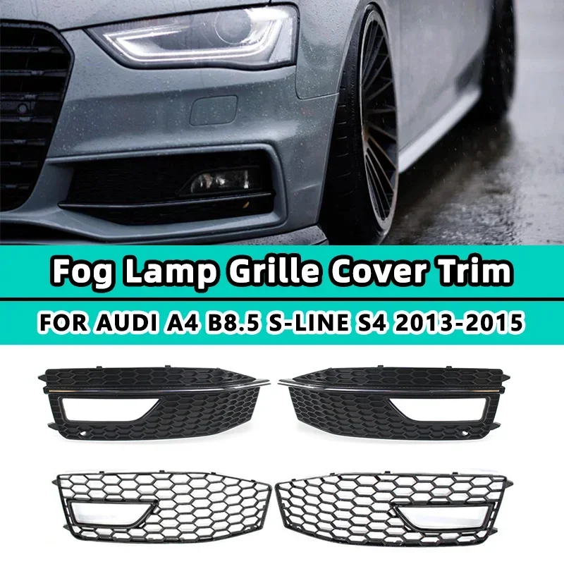 

2X Fog Light Lamp Cover Grill For Audi A4 B8.5 S-Line S4 2012 2013 2014 2015 Honeycomb Mesh Front Bumper Lower Grille RS4 Style