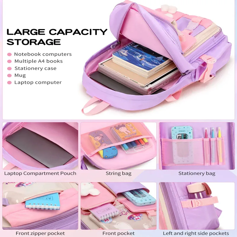 New Large Capacity Girls Refrigerator Models for Elementary School Students Schoolbag Cute Princess Students Lightweight