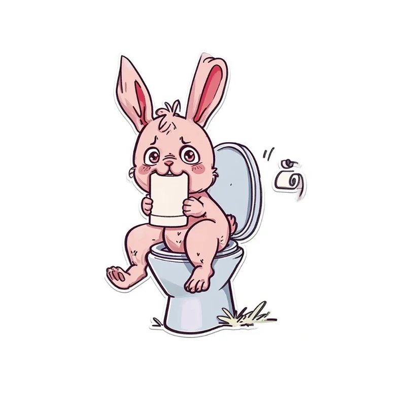 Cartoon Pink Rabbit Toilet Water Tank Toilet Stickers Home Decoration Wall Stickers Self-Adhesive Decor Decals Bathroom