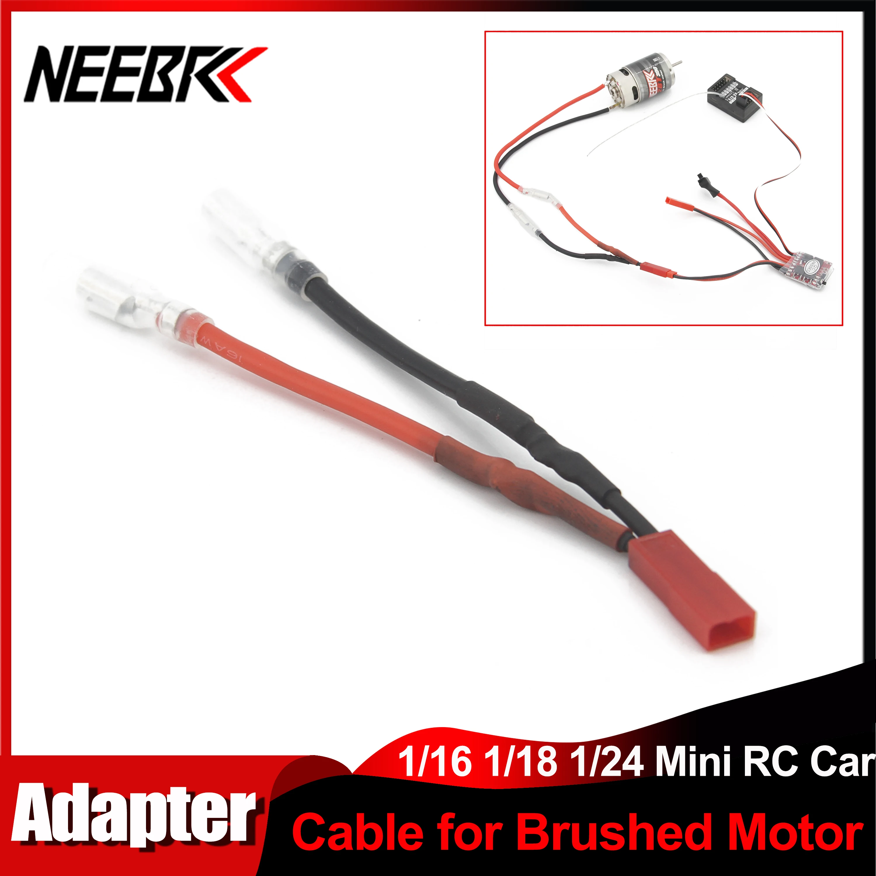 

1/3/10pcs NEEBRC 370 380 390 540 550 Motor Adapter Connection Cable ESC Plug Connector Bullet to JST for 1/16 1/18 1/24 RC Cars