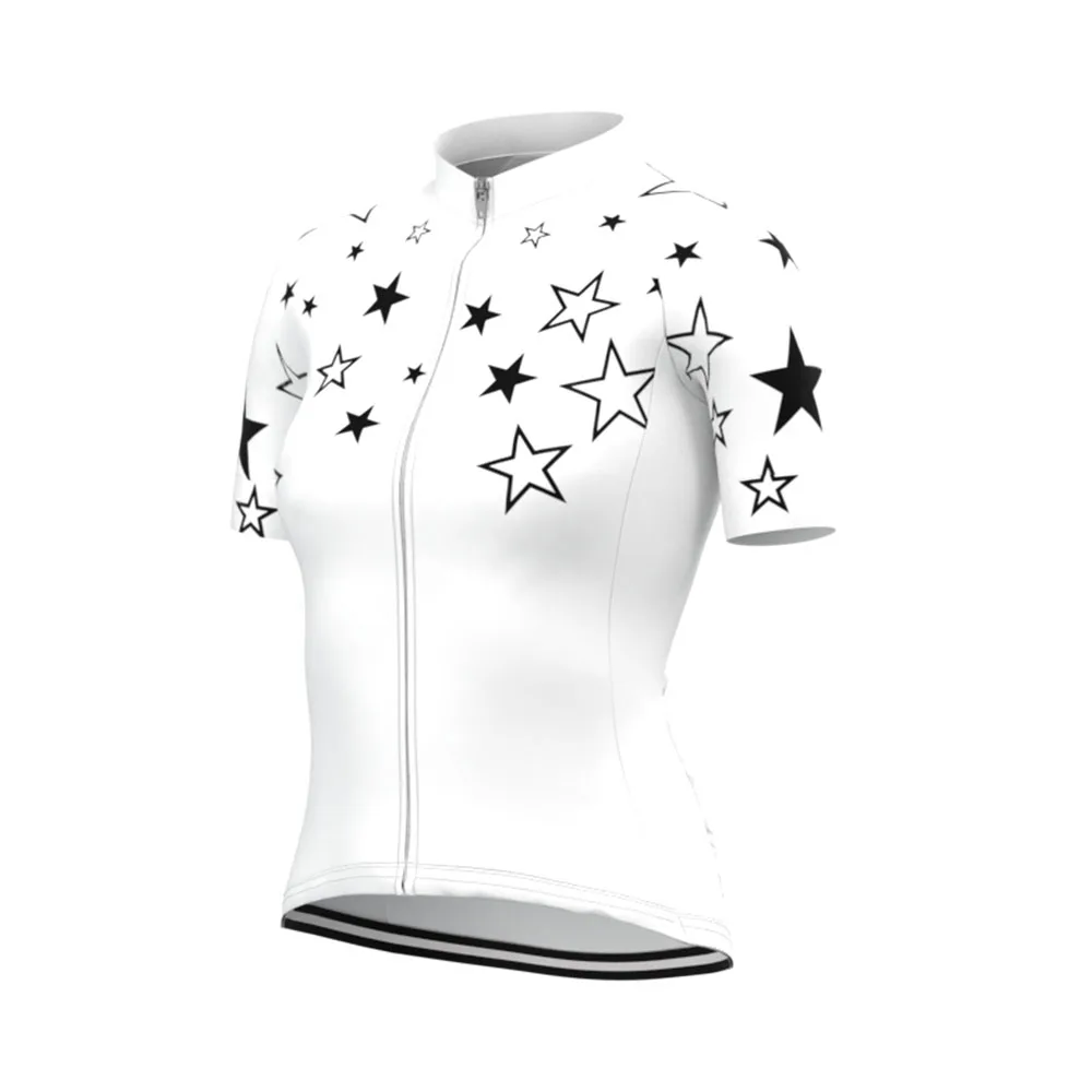 Women Short Sleeve Cycling Jersey Starry Night White