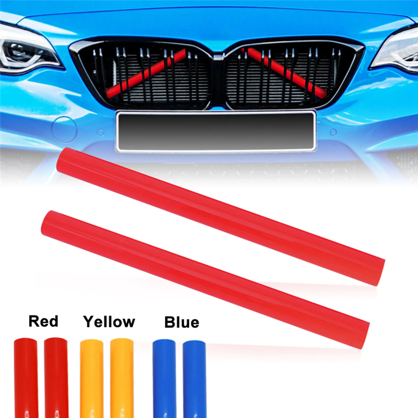 자동차 전면 그릴 삽입 트림 스트립, 스포츠 스타일 그릴 트림 스트립 커버, BMW F20 F30 F31 F32 F34 F36 F21 레드, 2 개