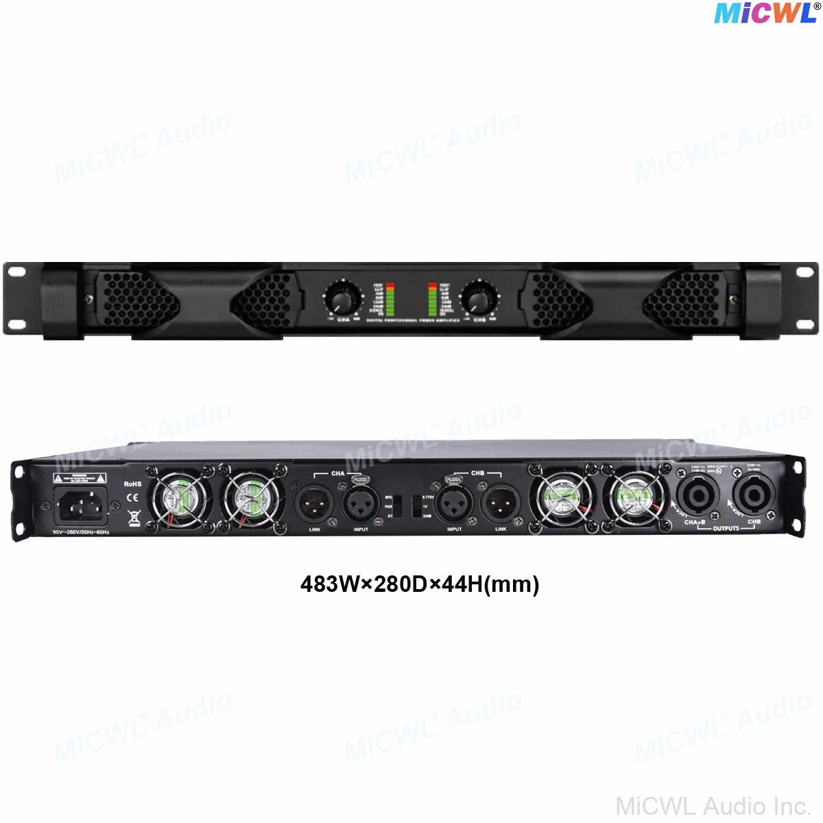 MiCWL PX2400 2채널 8000W 디지털 파워 앰프 2x2400W 2000W 브리지 프로페셔널 오디오 드라이브 스테이지 서브우퍼 AMP 1U