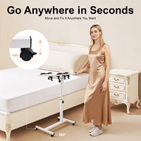 Feriales Mobiler Laptop-Tisch 360° Neigbar – Höhenverstellbarer Beistelltisch mit Rollen & Faltfunktion – Notebookständer für Bett & Sofa Weiß 1