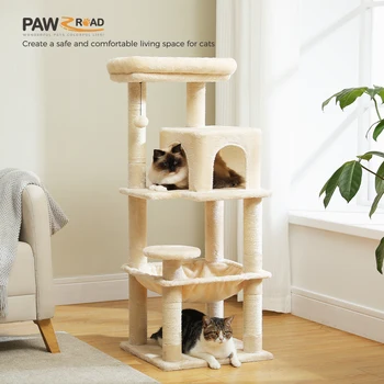 Cat Tree for Indoor Cats, 5-Level Cat Tower for Large Cats with Metal Frame Large Hammock Cat Condo with Big Top Perch 2