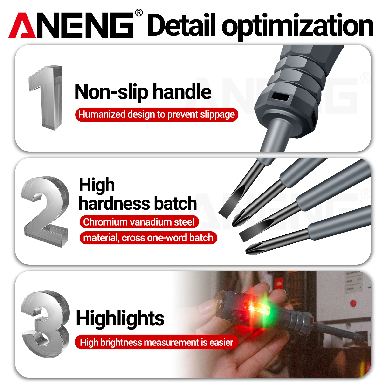 ANENG B05 2Pcs Word/Cross Screwdriver Electric Tester Pen Multi-functional House