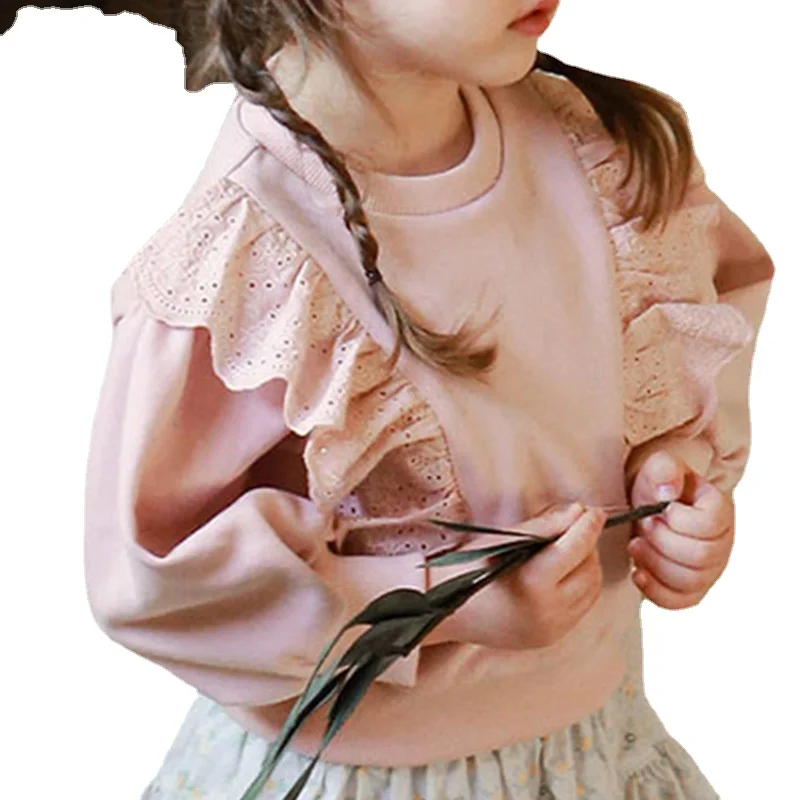 

Children Tops Lace Cotton Street Sweatshirt Spring Autumn Kids Long Sleeve T-shirts Baby Girls Top Tees Casual Clothes CL861