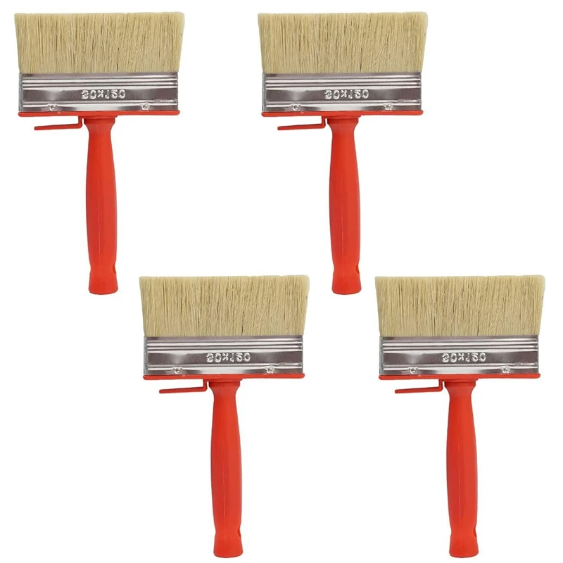 4 Pcs Shed Fence Paint Brushes Decking & Timber Block Stain Brush 4.7Inch/120Mm For All Types Of Painting Job