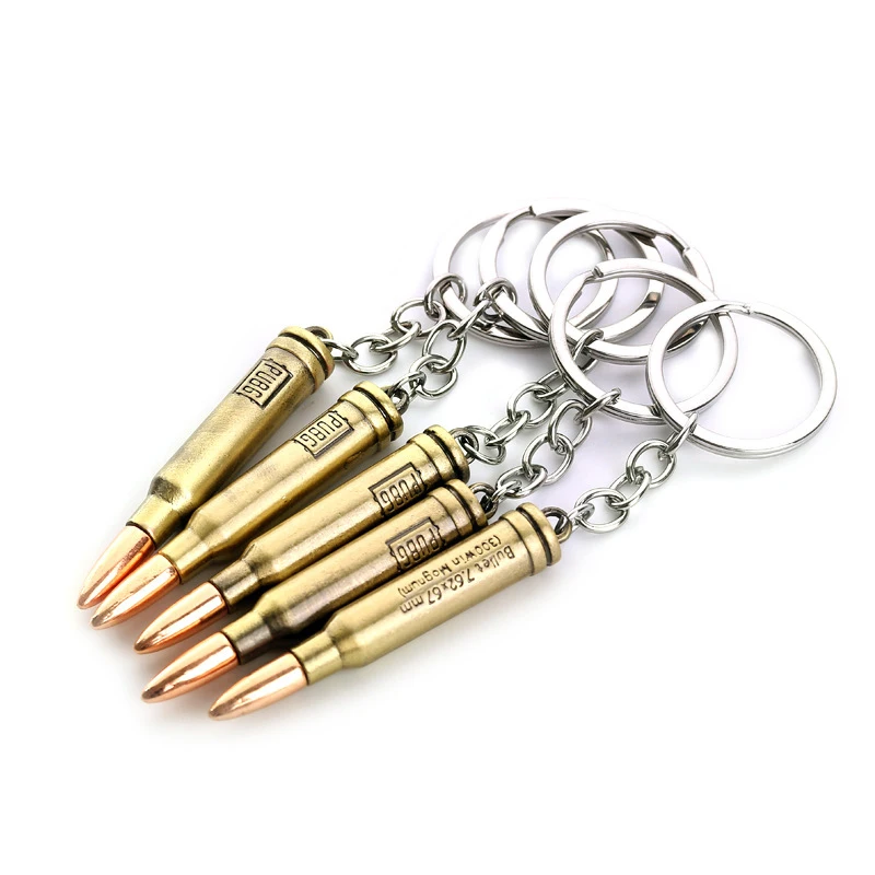 Alloy Key Chain New Counter Strike Guns Bullet Revolver Keychain Car Keyring Jewelry Men Gift 64Mm