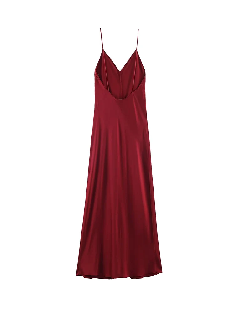  Sexy Sling Dress For Women Elegant V Collar Backless Slimming Long Dresses Summer New Solid Ladies Beach Vacation Party Robes