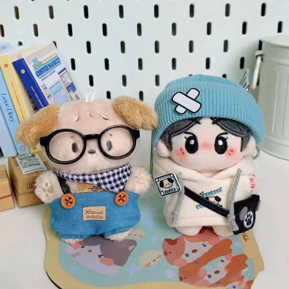 1 set Dog Hoodie 10cm Cotton Doll Clothes with Hat Puppy Set Doll Clothes Outfit Suit Animal Doll Dress Up Set Children's Gift