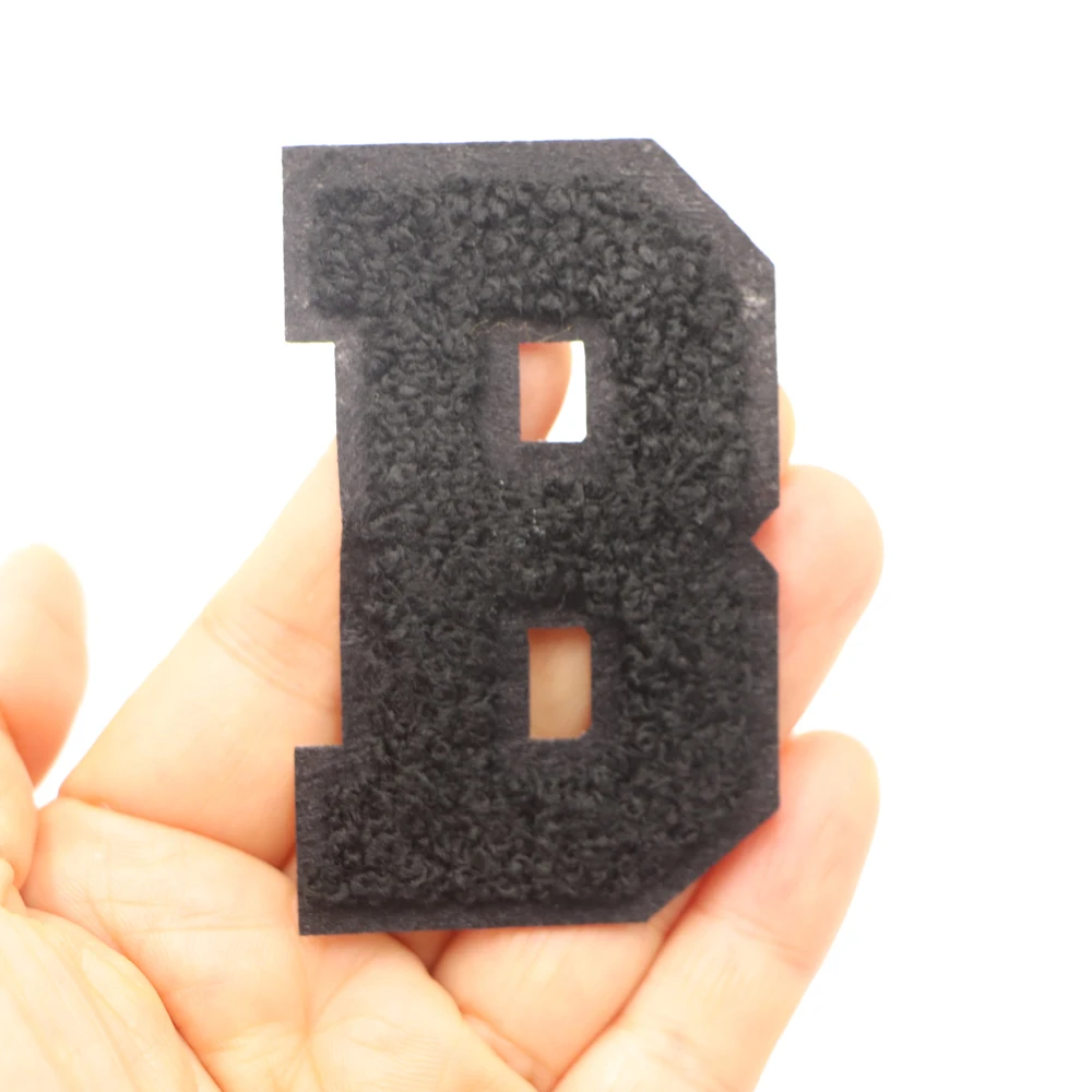 Description Picture 3 of item1PC Black 7.CM Chenille Letter Patch Iron on Patch Letters Patch For Jeans Clothes Name Diy T-Shirt Repair Alphabet Patch Badges