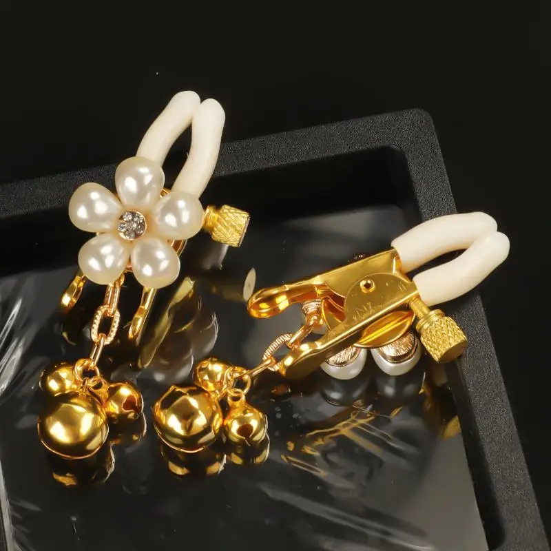 Adjustable Pearl Nipple Clamps With Bells Sexy Nipple Stimulation_voghion.com