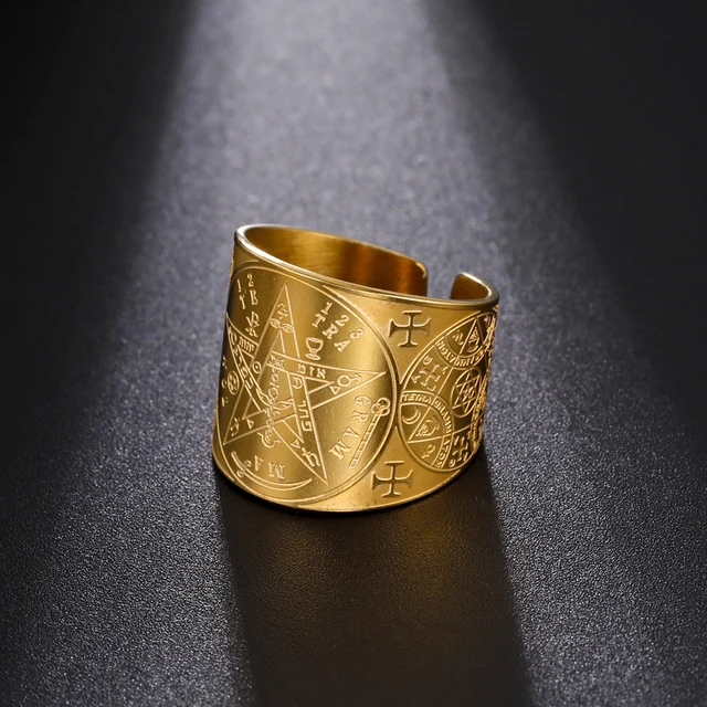 Fase Lunare Pentacolo Pentagramma Anello In Acciaio Inox Regolabile - Foto 3