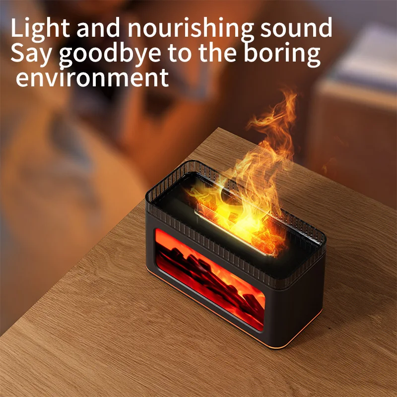 USB Desktop 3D Flame Aroma Diffuser Humidifier 7 Colors Simulation Light Aromatherapy Air Purifier for Bedroom/Essential Oil Set 5