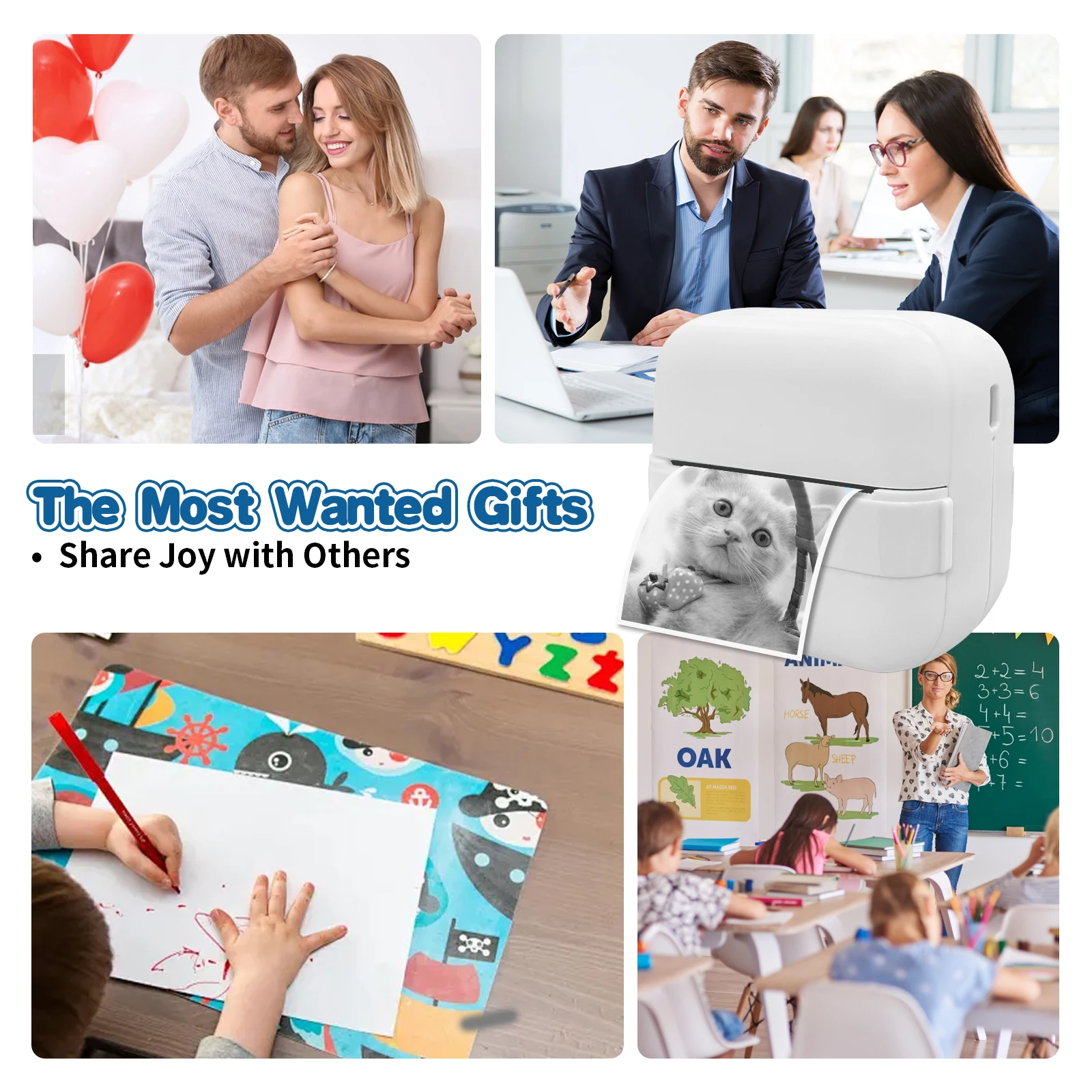 미니 휴대용 열전사 블루투스 호환 포켓 프린터 세트, 사진, 라벨, 할 일 목록 인쇄, USB PD 충전, 비버유어블 제품