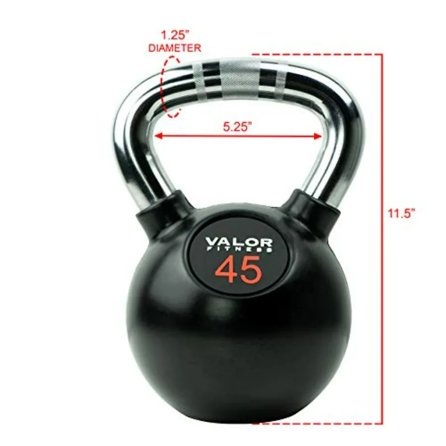 Chrome Handle Rubber Coated Kettlebells 45.0 Pounds