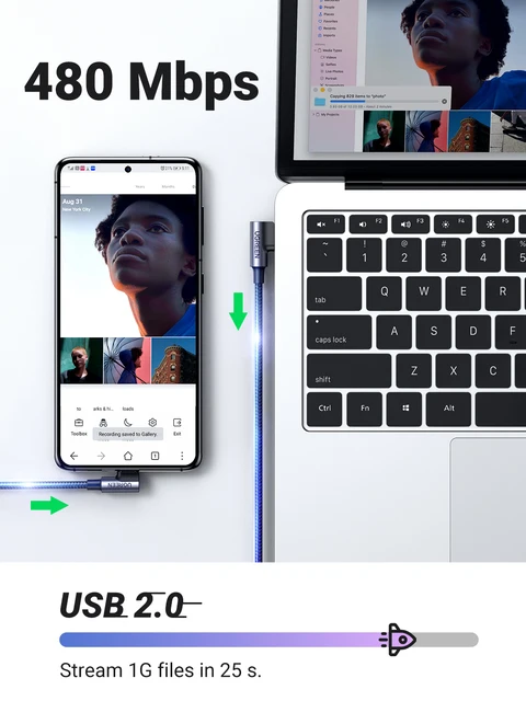 모바일 게임과 일상 생활에 최적화된 Ugreen USB-C 고속 충전 케이블