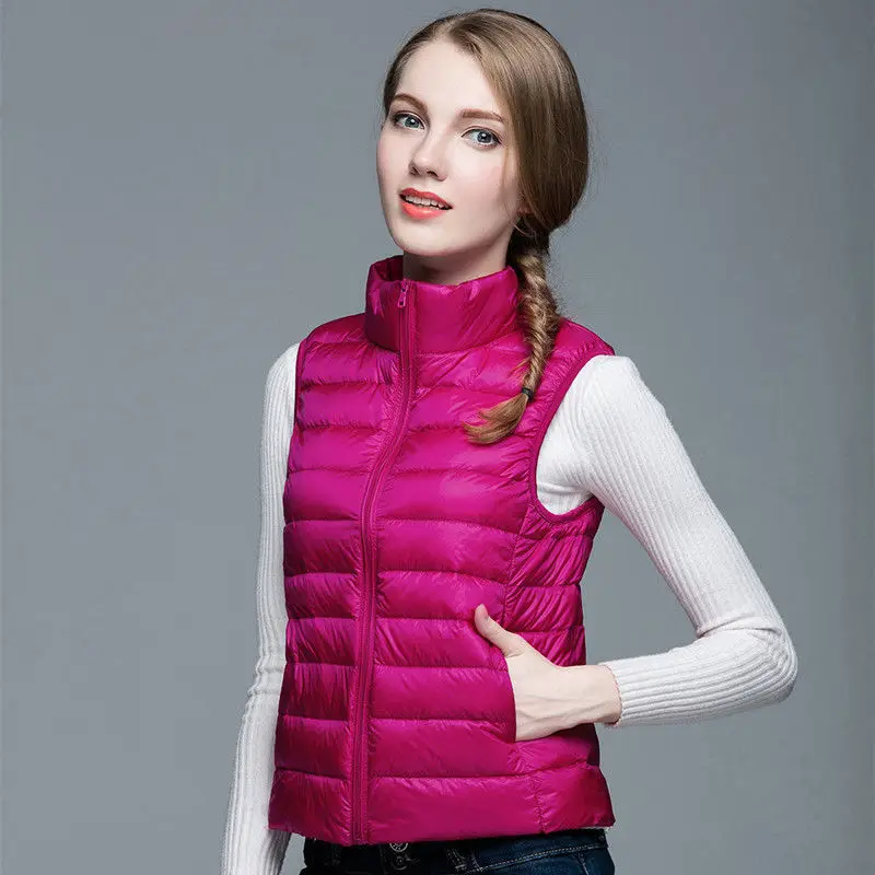 

Women's Sleeveless Vest 90% White Duck Down Ultra Light Down Vest Jacket Vest Windproof Warm Portable Vest Woman Jacket 2022