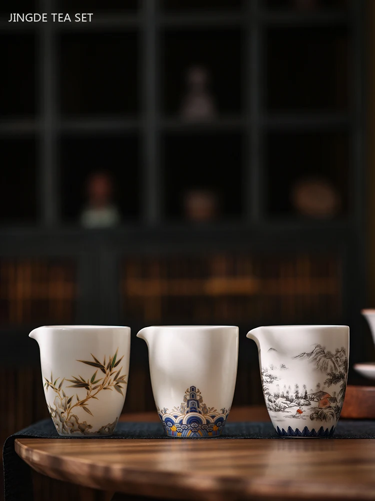 Ceramic Filter Fair Cup Exquisite Filter Tea Separator Set Combination Chinese White Porcelain Household Tea Set Accessories